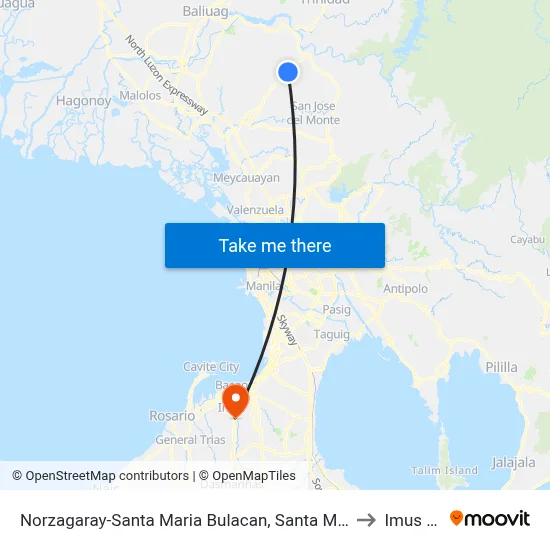 Norzagaray-Santa Maria Bulacan, Santa Maria, Manila to Imus City map