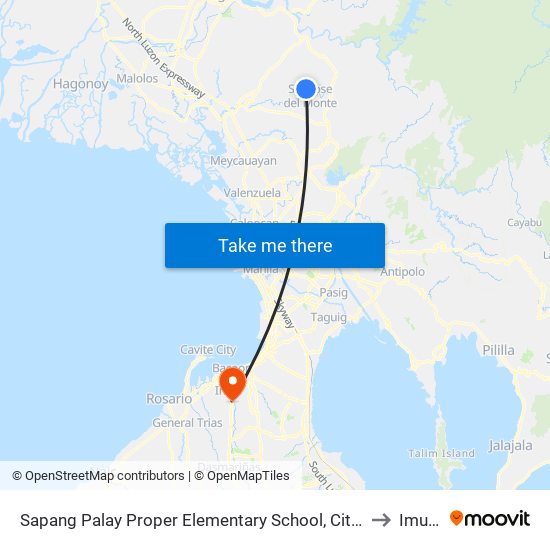 Sapang Palay Proper Elementary School, City Of San Jose Del Monte, Manila to Imus City map