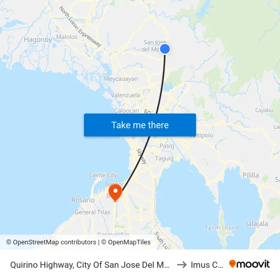 Quirino Highway, City Of San Jose Del Monte to Imus City map