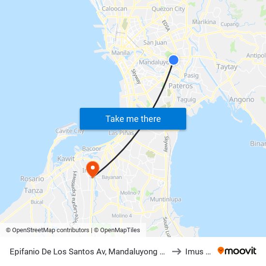Epifanio De Los Santos Av, Mandaluyong City, Manila to Imus City map