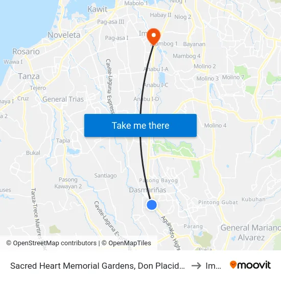 Sacred Heart Memorial Gardens, Don Placido Campos Av, Dasmariñas City, Manila to Imus City map