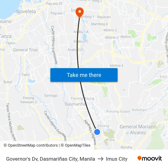 Governor's Dv, Dasmariñas City, Manila to Imus City map