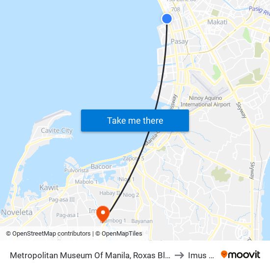 Metropolitan Museum Of Manila, Roxas Blvd, Manila to Imus City map