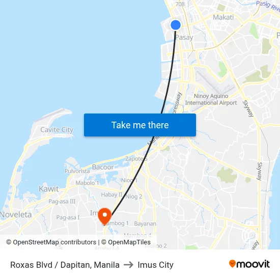 Roxas Blvd / Dapitan, Manila to Imus City map