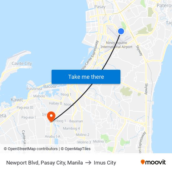 Newport Blvd, Pasay City, Manila to Imus City map