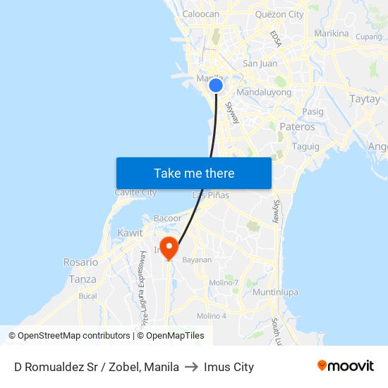 D Romualdez Sr / Zobel, Manila to Imus City map