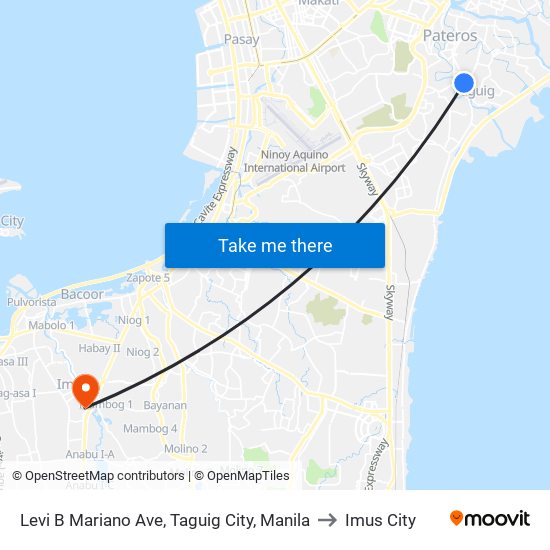 Levi B Mariano Ave, Taguig City, Manila to Imus City map