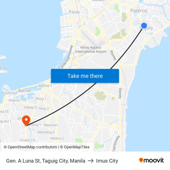 Gen. A Luna St, Taguig City, Manila to Imus City map