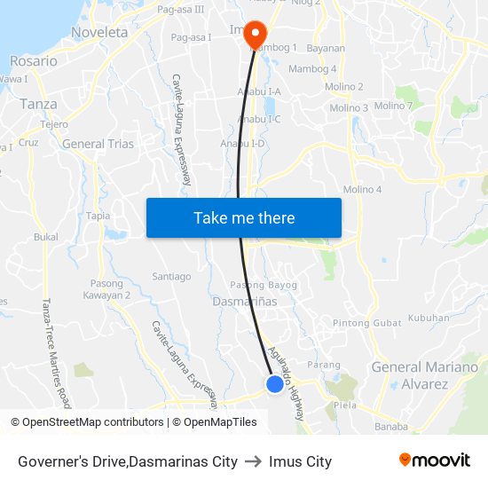 Governer's Drive,Dasmarinas City to Imus City map