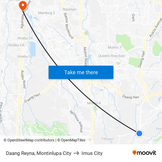 Daang Reyna, Montinlupa City to Imus City map