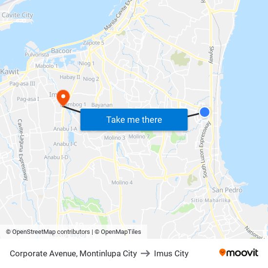 Corporate Avenue, Montinlupa City to Imus City map