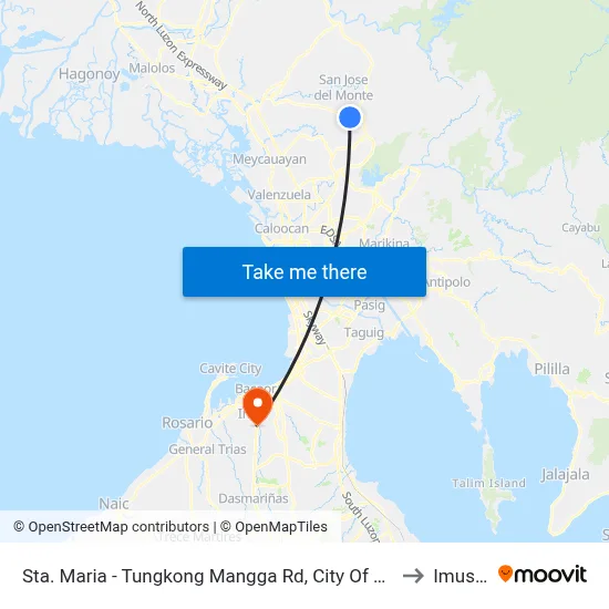 Sta. Maria - Tungkong Mangga Rd, City Of San Jose Del Monte to Imus City map