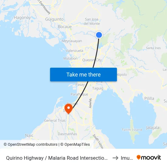 Quirino Highway / Malaria Road Intersection, City Of San Jose Del Monte to Imus City map
