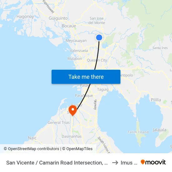 San Vicente / Camarin Road Intersection, Caloocan City to Imus City map