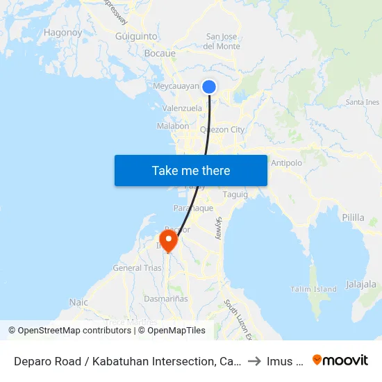 Deparo Road / Kabatuhan Intersection, Caloocan City to Imus City map