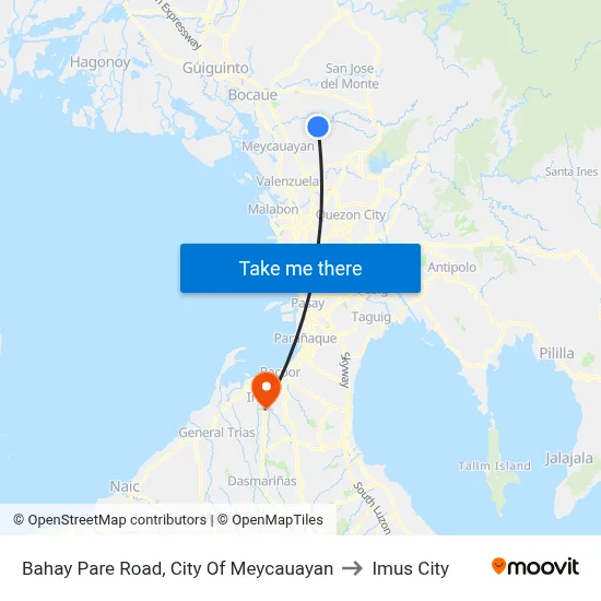 Bahay Pare Road, City Of Meycauayan to Imus City map