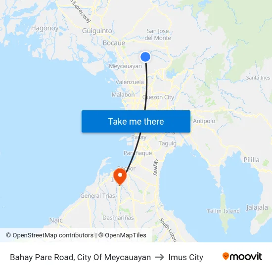 Bahay Pare Road, City Of Meycauayan to Imus City map