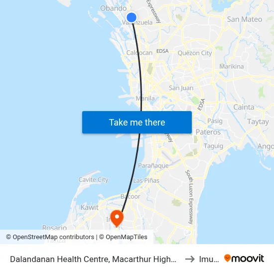 Dalandanan Health Centre, Macarthur Highway, Dalandanan, Valenzuela City to Imus City map