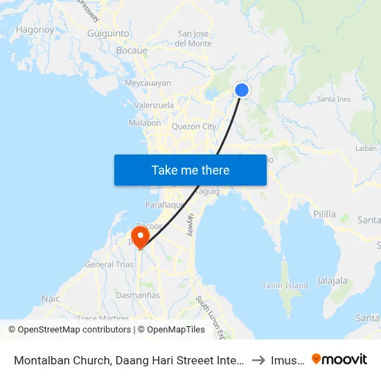Montalban Church, Daang Hari Streeet Intersection, Rodriguez to Imus City map