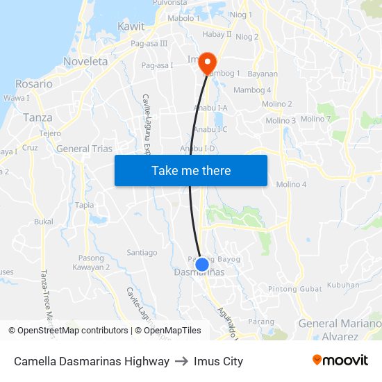 Camella Dasmarinas Highway to Imus City map