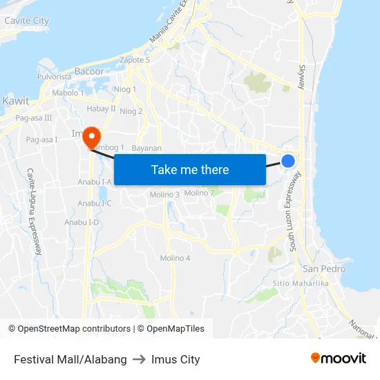 Festival Mall/Alabang to Imus City map
