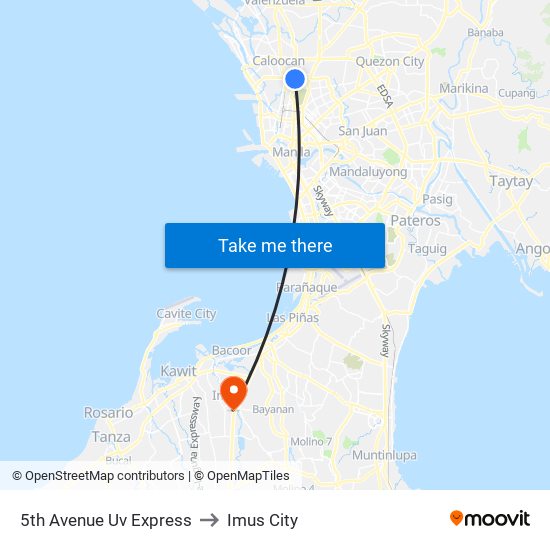 5th Avenue Uv Express to Imus City map