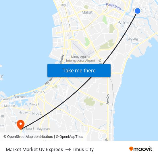 Market Market Uv Express to Imus City map