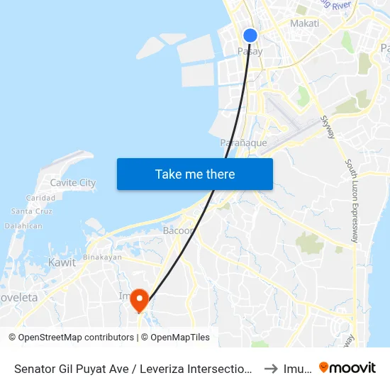 Senator Gil Puyat Ave / Leveriza Intersection West Bound, Lungsod Ng Pasay to Imus City map