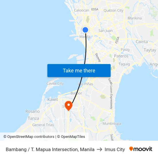 Bambang / T. Mapua Intersection, Manila to Imus City map