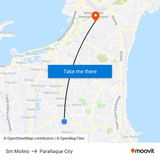 Sm Molino to Parañaque City map