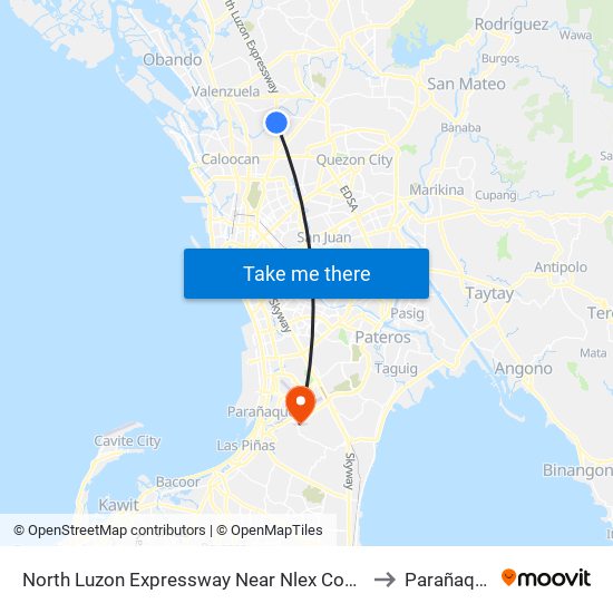 North Luzon Expressway Near Nlex Complex, Caloocan City to Parañaque City map