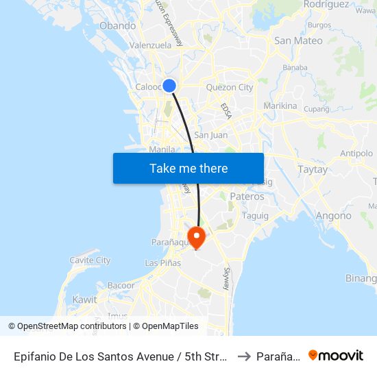 Epifanio De Los Santos Avenue / 5th Street Intersection , Caloocan City to Parañaque City map