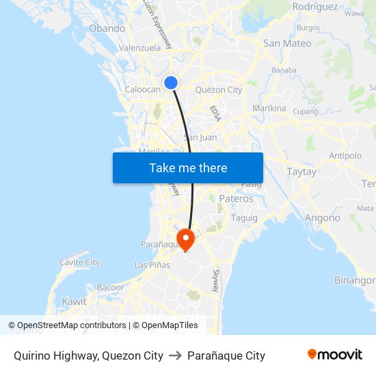Quirino Highway, Quezon City to Parañaque City map