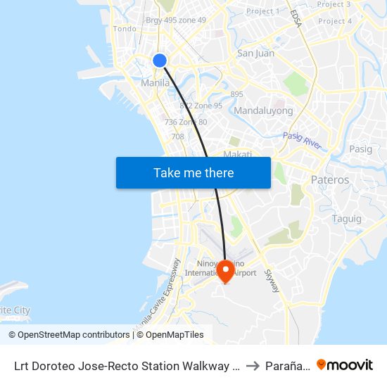 Lrt Doroteo Jose-Recto Station Walkway / Rizal Avenue Intersection, Manila to Parañaque City map