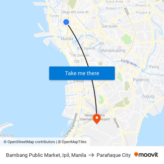 Bambang Public Market, Ipil, Manila to Parañaque City map