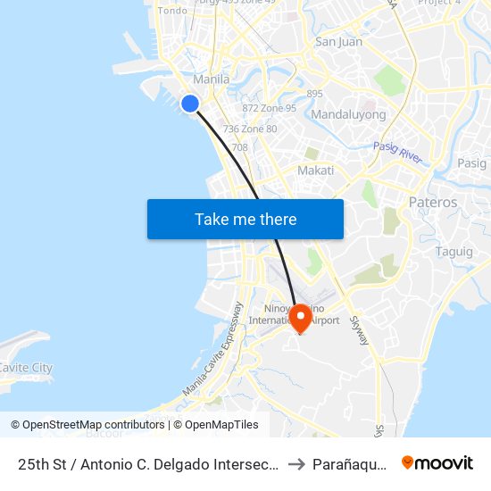 25th St / Antonio C. Delgado Intersection, Manila to Parañaque City map