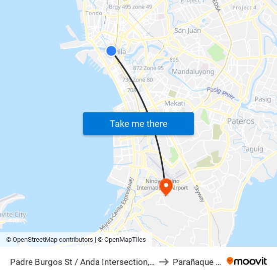 Padre Burgos St / Anda Intersection, Manila to Parañaque City map