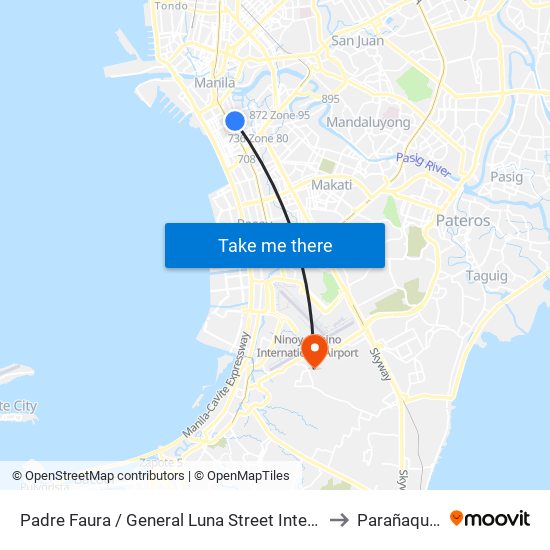 Padre Faura / General Luna Street Intersection, Manila to Parañaque City map