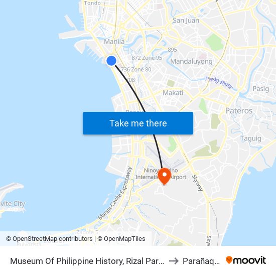 Museum Of Philippine History, Rizal Park, T.M. Kalaw, Manila to Parañaque City map