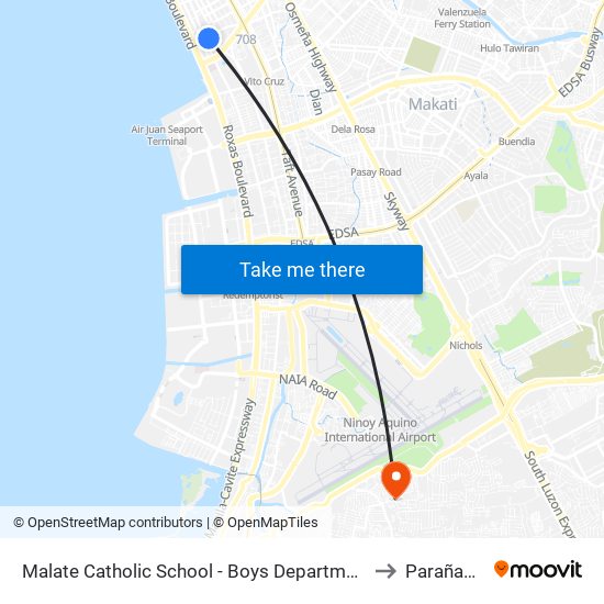 Malate Catholic School - Boys Department, Madre Ignacia, Manila to Parañaque City map