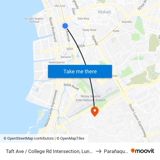 Taft Ave / College Rd Intersection, Lungsod Ng Pasay to Parañaque City map