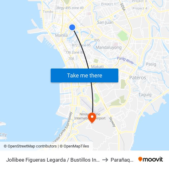 Jollibee Figueras Legarda / Bustillos Intersection, Manila to Parañaque City map