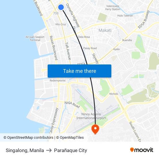 Singalong, Manila to Parañaque City map