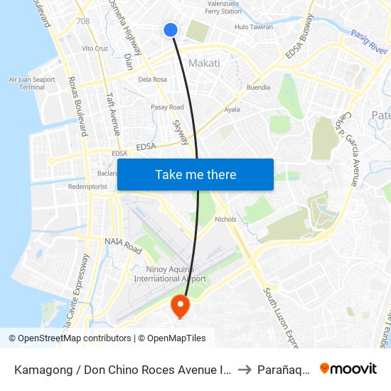 Kamagong / Don Chino Roces Avenue Intersection, Manila to Parañaque City map