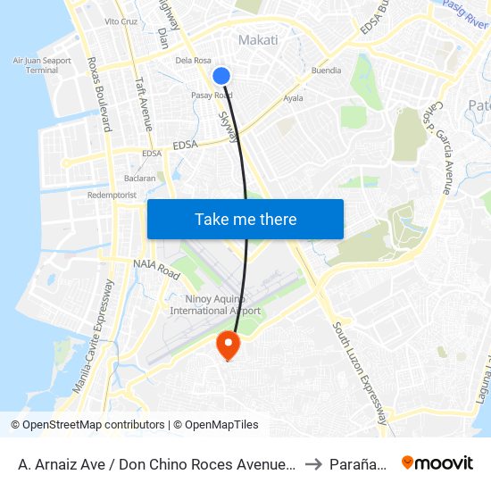 A. Arnaiz Ave / Don Chino Roces Avenue Intersection, Makati City to Parañaque City map