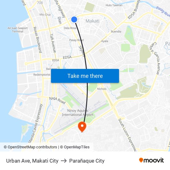 Urban Ave, Makati City to Parañaque City map