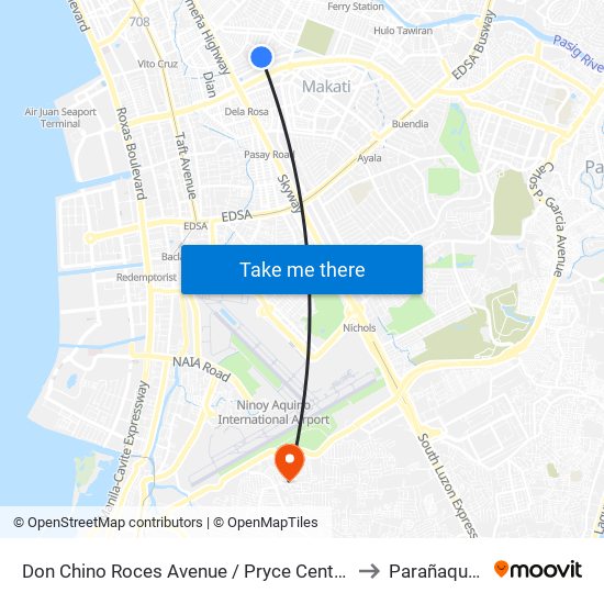 Don Chino Roces Avenue / Pryce Center, Makati City to Parañaque City map