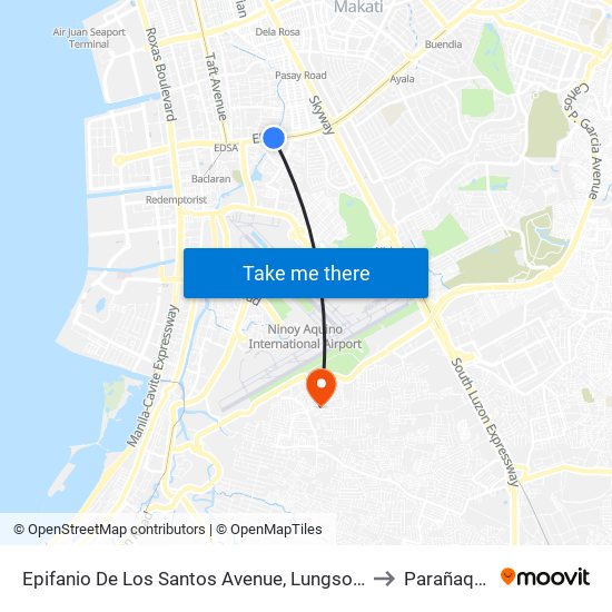 Epifanio De Los Santos Avenue, Lungsod Ng Makati, Manila to Parañaque City map