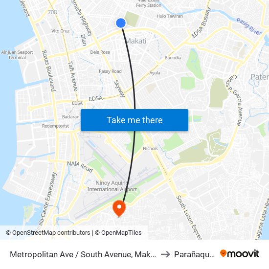 Metropolitan Ave / South Avenue, Makati City, Manila to Parañaque City map