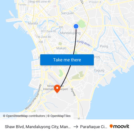 Shaw Blvd, Mandaluyong City, Manila to Parañaque City map